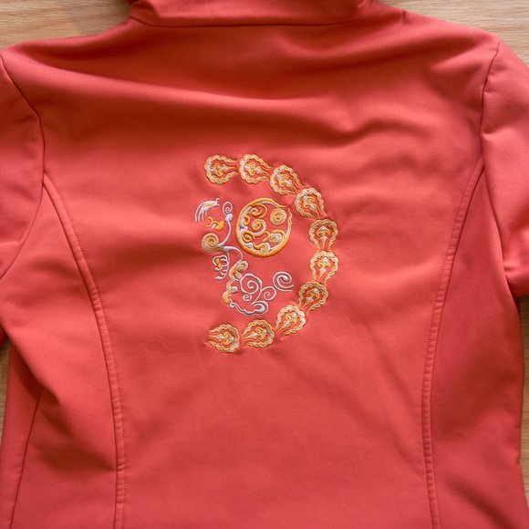MAYA MAYA Women s Climate Control Embroidered Orange Slim Jacket Size L - Picture 14 of 14